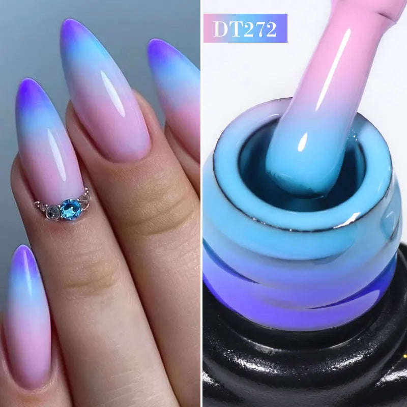 7ml Thermal Gel Nail Polish 3 Layers Temperature Color Changing Gel Winter Grey Semi Permanent Soak Off Nails Art UV Gel Varnish