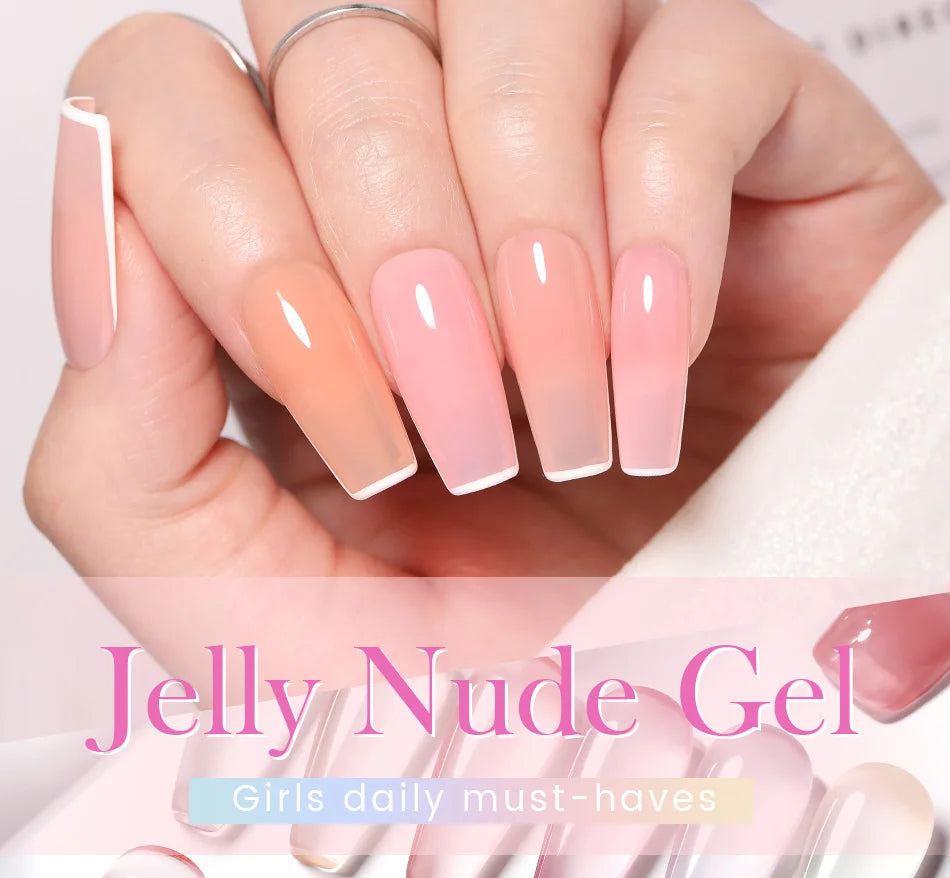 BORN PRETTY 10ml Jelly Nude Gel Nail Polish 50 Colors Semi Transparent Nail Art Nail Supplies Soak off UV LED Nails Gel Varnish