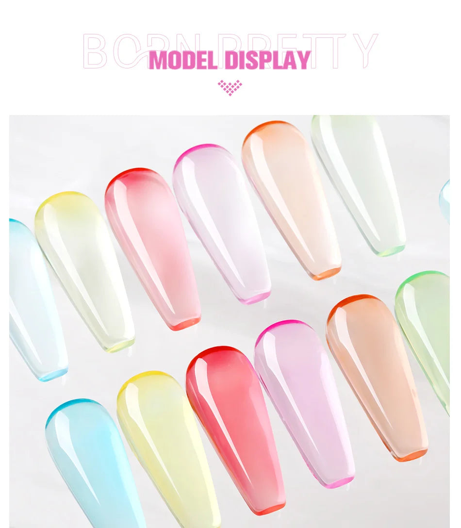 BORN PRETTY 10ml Jelly Nude Gel Nail Polish 50 Colors Semi Transparent Nail Art Nail Supplies Soak off UV LED Nails Gel Varnish