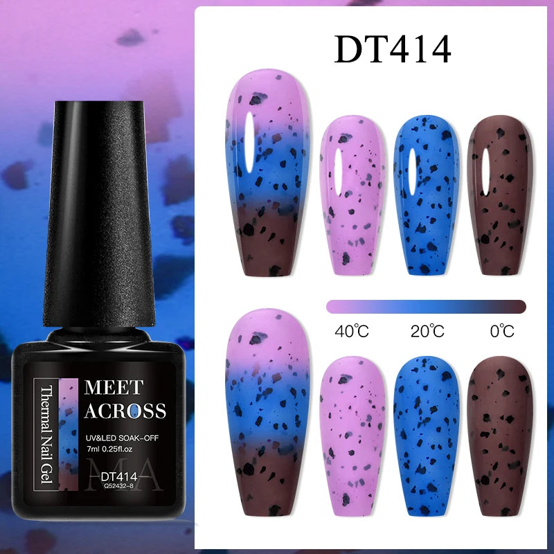 7ml Thermal Gel Nail Polish 3 Layers Temperature Color Changing Gel Winter Grey Semi Permanent Soak Off Nails Art UV Gel Varnish