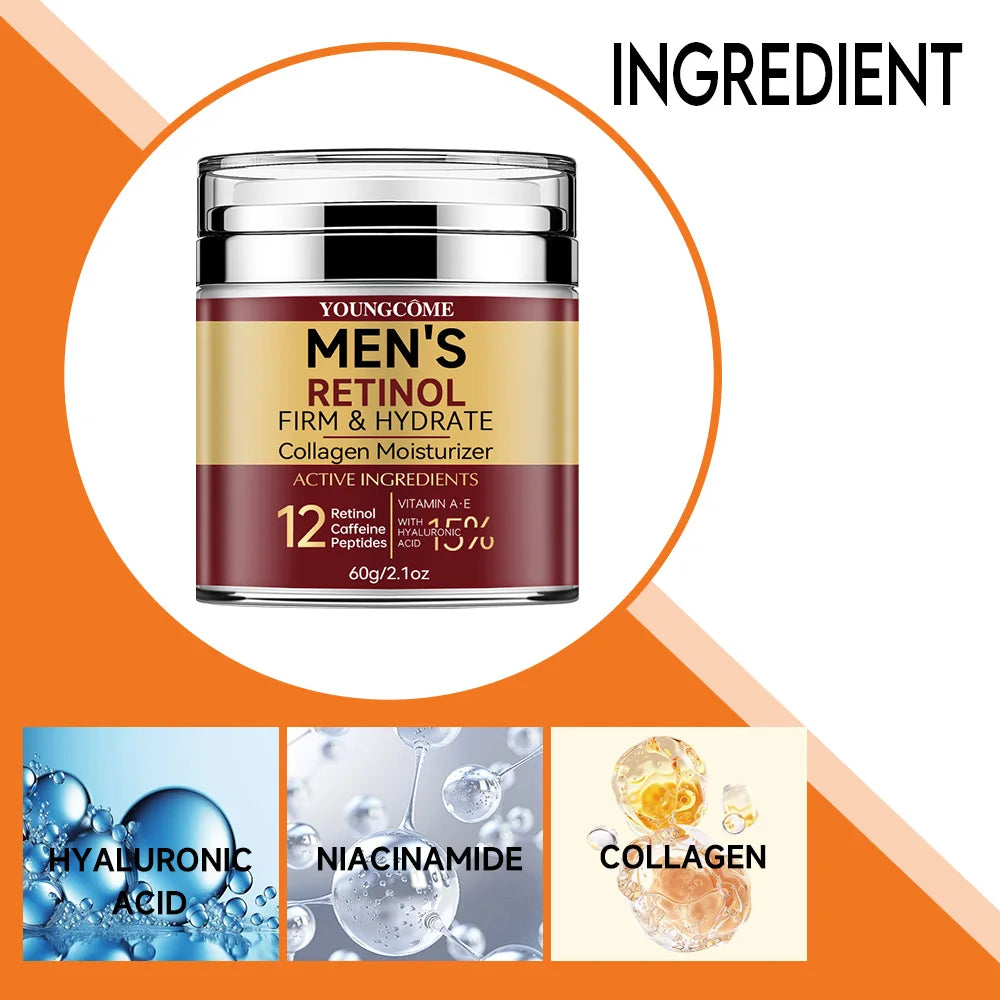 Men's Retinol Firming Face Cream Skincare Moisturizing Collagen Brightening Smooth Wrinkles Facial Face Men Skin Care Treatment