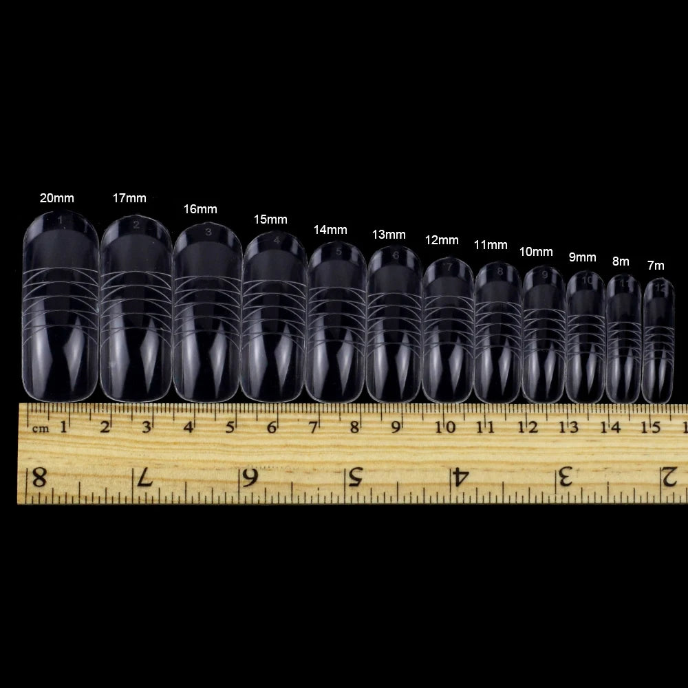 NEW Stiletto Coffin Clear Dual Forms False Tips Quick Building Gel Mold Nail System Full Cover Nail Extension Forms Top