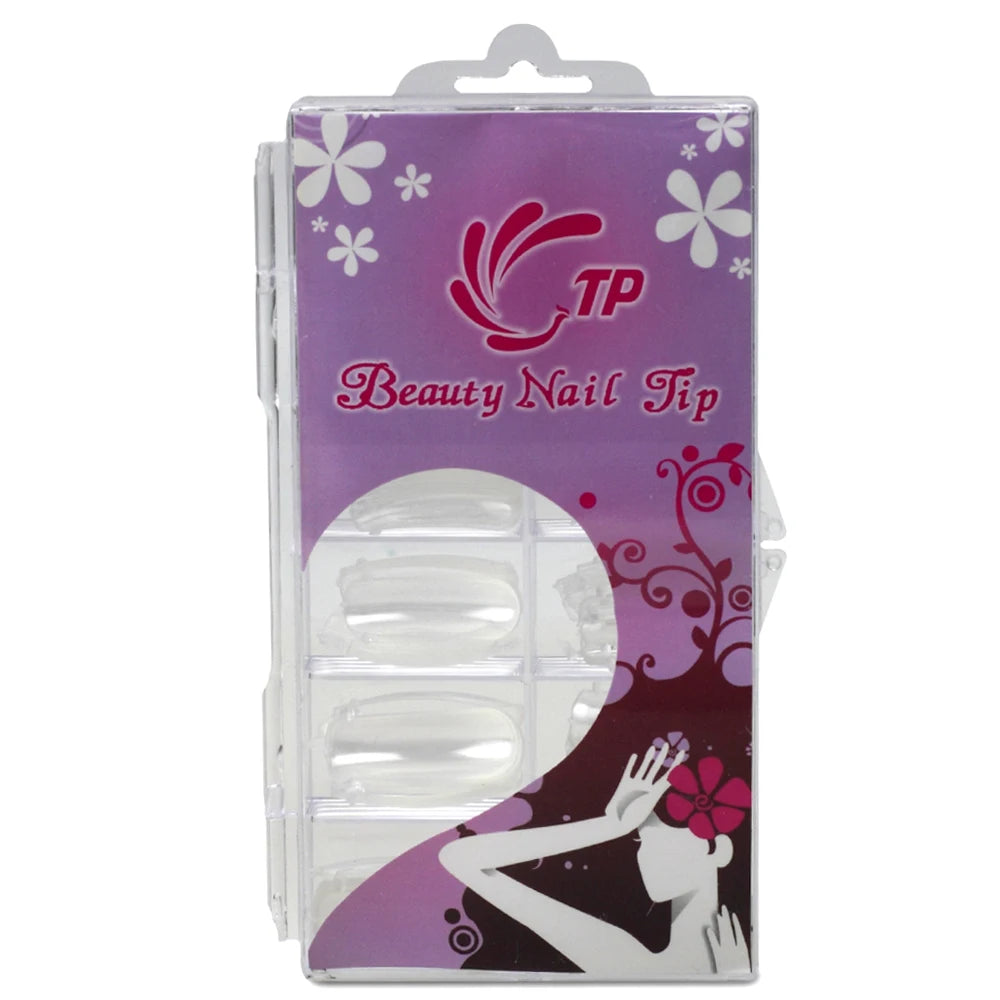 NEW Stiletto Coffin Clear Dual Forms False Tips Quick Building Gel Mold Nail System Full Cover Nail Extension Forms Top