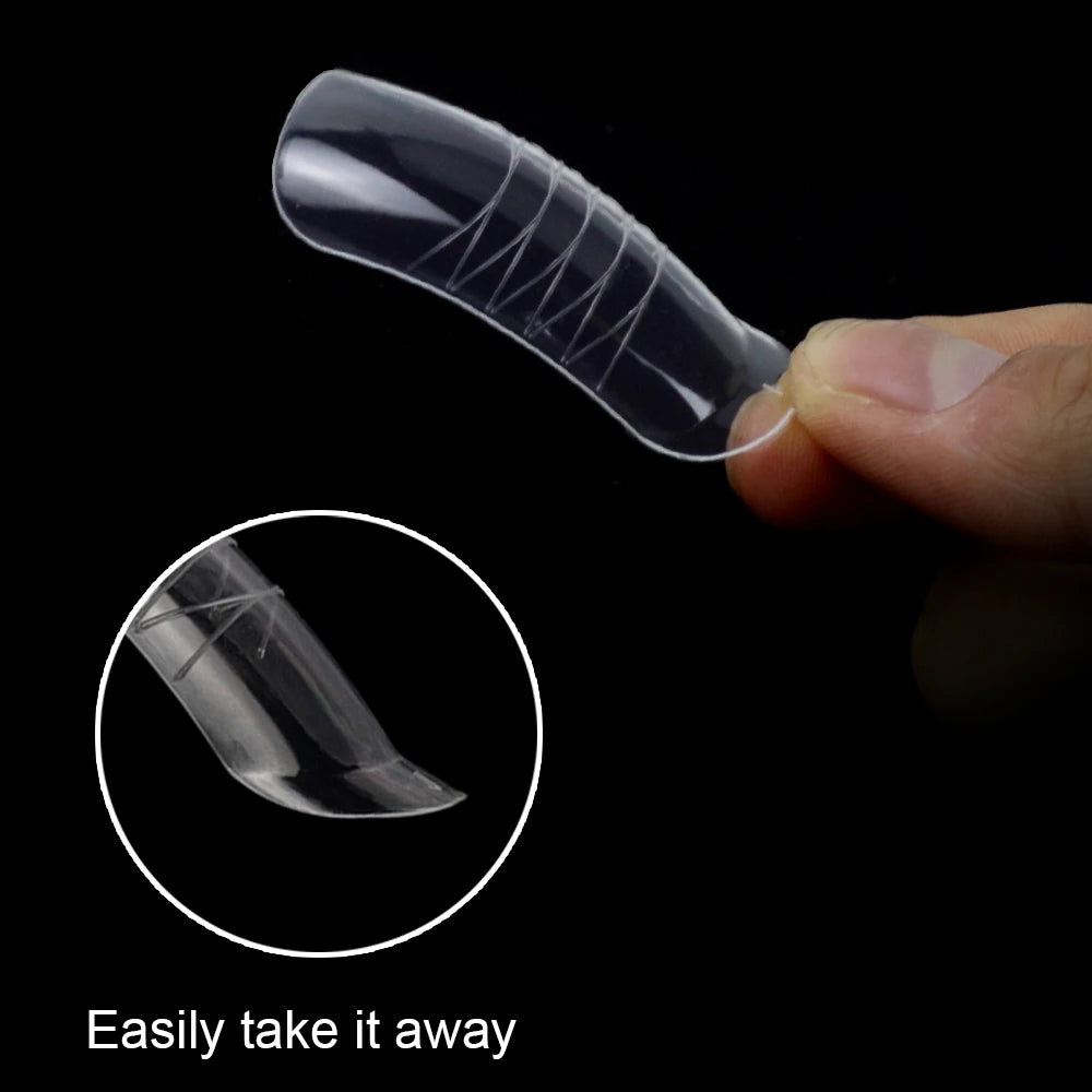 NEW Stiletto Coffin Clear Dual Forms False Tips Quick Building Gel Mold Nail System Full Cover Nail Extension Forms Top