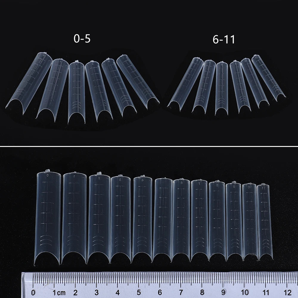 NEW Stiletto Coffin Clear Dual Forms False Tips Quick Building Gel Mold Nail System Full Cover Nail Extension Forms Top