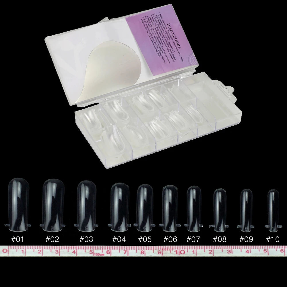 NEW Stiletto Coffin Clear Dual Forms False Tips Quick Building Gel Mold Nail System Full Cover Nail Extension Forms Top