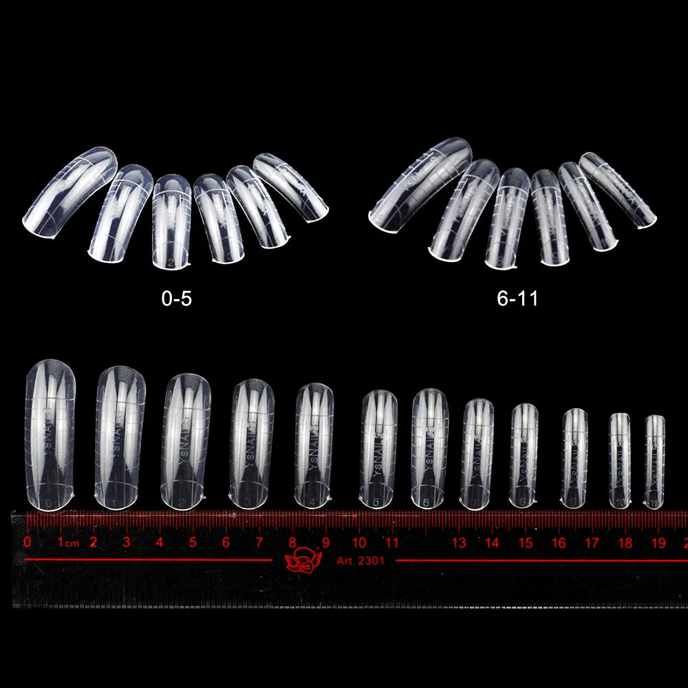 NEW Stiletto Coffin Clear Dual Forms False Tips Quick Building Gel Mold Nail System Full Cover Nail Extension Forms Top