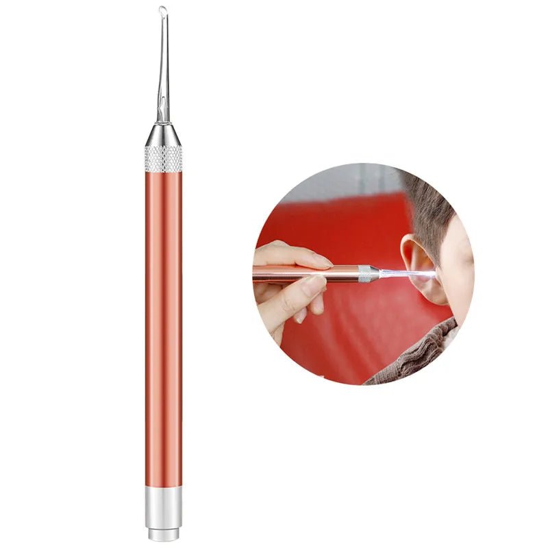 Baby Ear Cleaner Spoon LED Flash Light Ear Wax Curette Picker Visual Children Earpick Eer Wax Dig Remover Nose 2pc siliconespoon - ApolloX