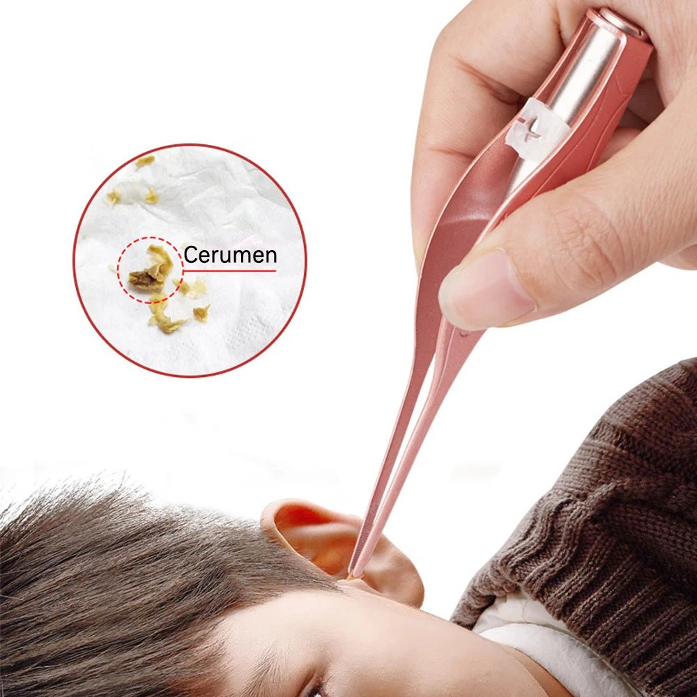 Baby Ear Cleaner Spoon LED Flash Light Ear Wax Curette Picker Visual Children Earpick Eer Wax Dig Remover Nose 2pc siliconespoon - ApolloX