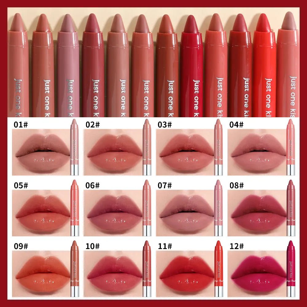 Bright Lipstick Easy to Color Lipstick Color Moisturizing Lip Gloss Easy to Color Lip Glaze Rotating Bright Lipstick Pen Lip Gloss Lipstick European and American Style Nude Brown Red Pink Lipstick Masquerade Lipstick Pen Lip - ApolloX