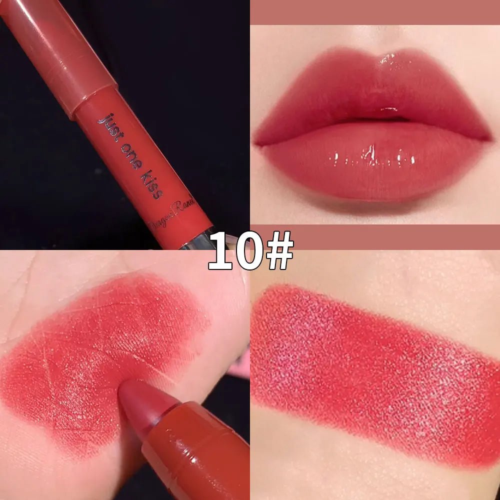 Bright Lipstick Easy to Color Lipstick Color Moisturizing Lip Gloss Easy to Color Lip Glaze Rotating Bright Lipstick Pen Lip Gloss Lipstick European and American Style Nude Brown Red Pink Lipstick Masquerade Lipstick Pen Lip - ApolloX