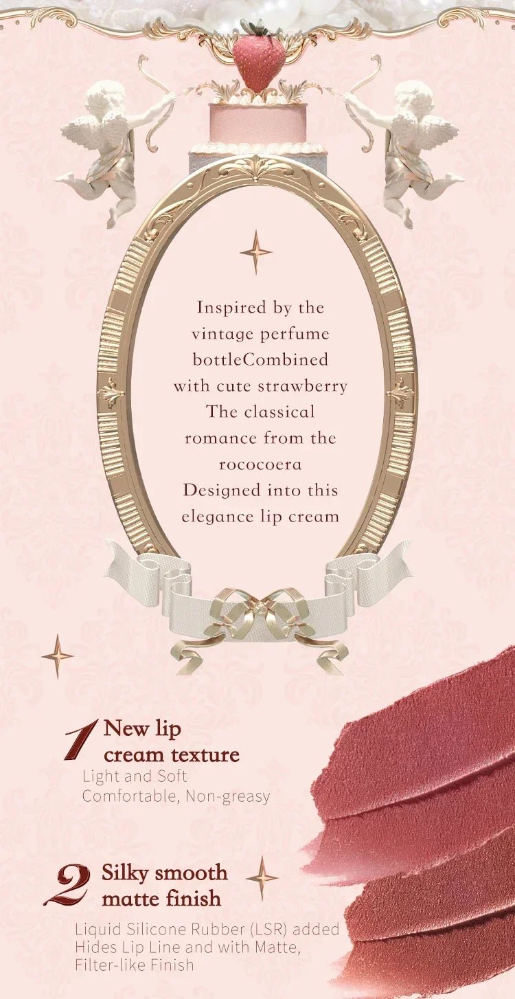 Flower Knows Strawberry Rococo Series Cloud Lip Cream Lip Gloss Long Lasting Velvet Lip Tint Lipstick for Women Cosmetic - ApolloX