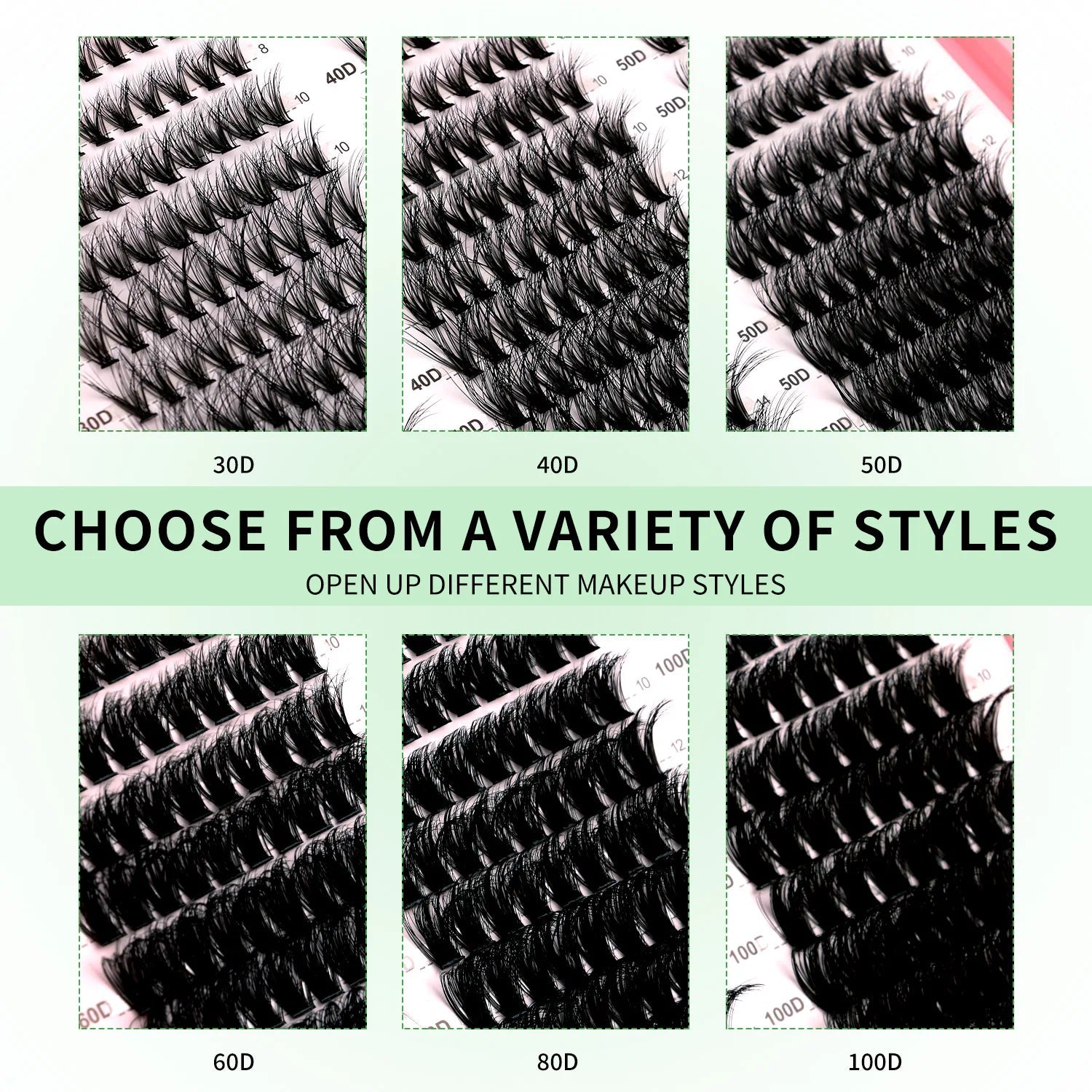 GROINNEYA DIY Lash Clusters Kit Mixed Tray Eyelash Extension Full Set Individual Lashes with Lash Bond&Seal and Tweezers Tool - ApolloX