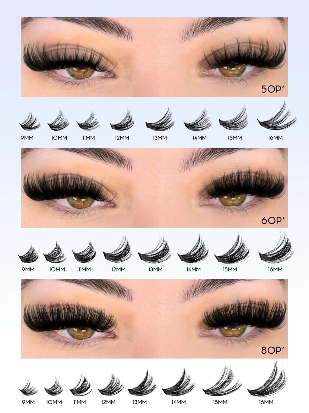 GROINNEYA Eyelash Clusters Kit Large capacity Wispy Individual Lashes Natural DIY Cluster Eyelash Extensions for Beginners - ApolloX