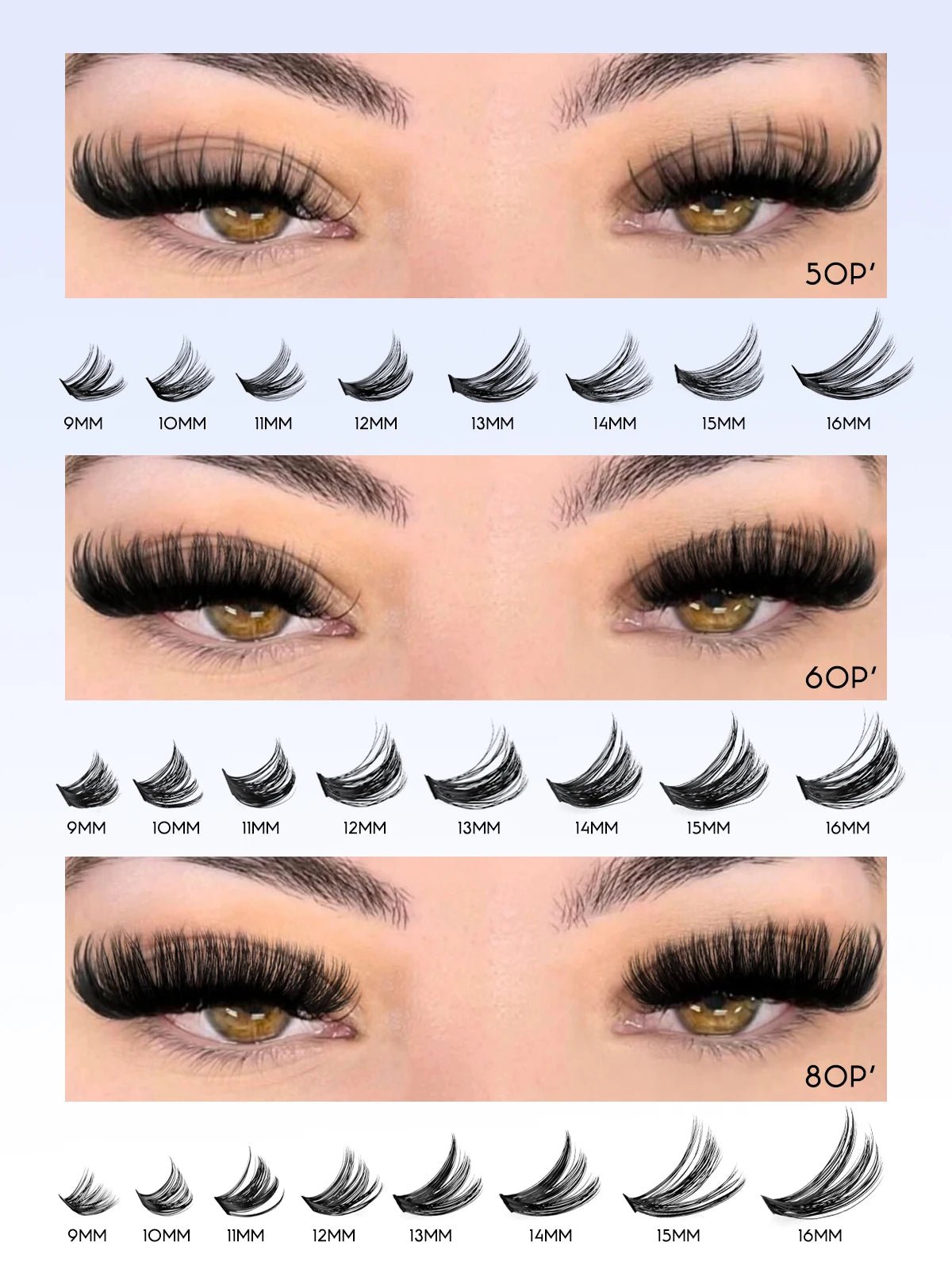 GROINNEYA Eyelash Clusters Kit Large capacity Wispy Individual Lashes Natural DIY Cluster Eyelash Extensions for Beginners - ApolloX