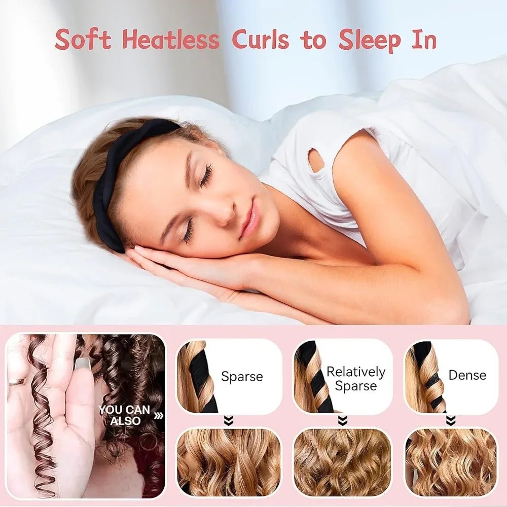 Heatless Curling Rod Headband Soft Hair Curlers No Heat Rollers Lazy Silk Curls Sleeping Headband Ties Hair Styling Tools - ApolloX