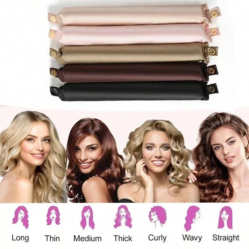 Heatless Hair Curler No Heat Hair Rollers Satin Curling Rod Headband Lazy Curls Soft Curlers Sleeping Flexi Rods Styling Tools - ApolloX